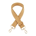 Detail of yellow and white herringbone woven strap with golden adjustable metal buckle - Yellow