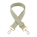 Detail of sage green herringbone bag strap with golden metal swivel hooks and buckles - Matcha Green