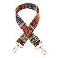Adjustable bohemian wide shoulder strap with colorful tribal pattern and gold metal hooks - Print Style 412(412)