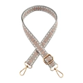 Adjustable 2.5cm jacquard shoulder strap with geometric pattern and gold metal hooks - Gold Buckle / Grey Pink