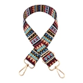 Adjustable colorful retro geometric canvas shoulder strap with gold metal lobster clasps - Print Style 414(414)