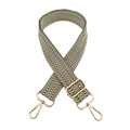 Detailed view of wide adjustable strap with army green chevron pattern and gold hardware - Army Green