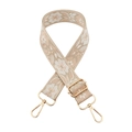 Detail of floral jacquard woven strap with golden adjustable buckle and metal clasps - 19-Beige Base Light Pink