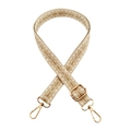 Ethnic style woven replacement shoulder strap 2.5cm wide with gold metal lobster clasps - Gold Buckle / Beige Khaki