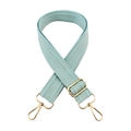Detail of adjustable 3.8cm light blue chevron pattern bag strap with gold metal hardware - Aqua