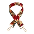 Ethnic bohemian style colorful floral print wide canvas shoulder strap with gold metal hooks - 401 Beige / Gold Buckle