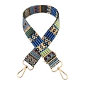 Detail of colorful geometric pattern bag strap with gold lobster clasps and metal buckle - Print Style 416(416)