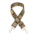 Detail of adjustable floral embroidery bag strap with gold lobster clasps and metal buckle - 22-Black Base Yellow