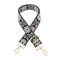 Detail of ethnic floral embroidery on a replacement shoulder strap with gold metal hooks - 26-Black Base Light Blue