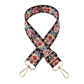 Close-up of adjustable 3.8cm wide shoulder strap with bohemian floral pattern and gold clasps - 408 Cartoon Flower / Gold Buckle