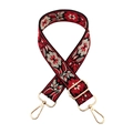 Close-up of ethnic style embroidered bag strap with golden metal lobster clasps - 29-Black Base Red