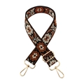 Close-up of bohemian floral jacquard bag strap with gold metal lobster clasps - 34-Black Base Brown