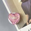 Detail of pink glitter heart phone socket with handmade tag and gift packaging - Magnetic Colorful Sequin Heart Style No.8