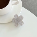 Macro detail of a transparent gray glitter flower phone grip on a white surface - Grey (Glitter)
