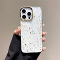 Funda de purpurina para iPhone 16 Pro Max con pan de oro y anillo de cámara de metal - Borde Dorado - Epoxi Pan de Oro / iPhone 17 Pro Max