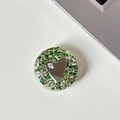 Green glitter phone socket with heart mirror and mine lettering on white desk - Transparent Stand - Colorful Sequins Heart Mirror - No. 11