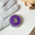 Detailed view of bear phone grip with purple finish and sparkling rhinestones - Dark Purple (Jelly Bear Mirror / White Zirconia)