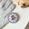 Detail of lavender bear phone grip with sparkling rhinestones on a rustic background - Purple (Jelly Bear Mirror / White Zirconia)
