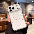 Custodia per iPhone trasparente con glitter a cuore colorati tenuta da una mano - Foro di Precisione - Cuore Lustrini Epossidico / iPhone 17 Pro Max