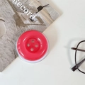 Detail of red candy button phone grip accessory with a glossy finish on white surface - Magnetic Large Button / Crystal Solid Color-Rose Red