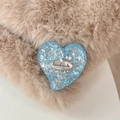 Macro detail of blue glitter heart phone socket with silver handmade label and resin - Standard Adhesive Style / Blue