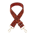 Ethnic style bag strap with orange and black geometric pattern and gold hardware - 23-Black Orange
