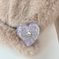 Macro view of purple glitter heart phone grip with handmade engraving on faux fur - Standard Adhesive Style / Purple