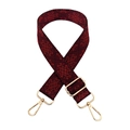 Adjustable wide guitar style strap with red and black geometric pattern and gold hooks - 24-Black Deep Red