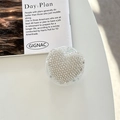 Macro view of heart-shaped rhinestone phone grip with glitter and star sequins - White / Adhesive Type