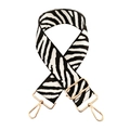 Adjustable 5cm wide zebra print shoulder strap with gold lobster clasps and metal hardware - Gold Buckle / Black and White Zebra Stone