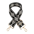Adjustable 5cm wide replacement canvas bag strap with black and white geometric pattern - Gold Buckle / Black & White Maze