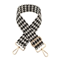 Detail of adjustable 5cm wide shoulder strap with black and white houndstooth pattern - Black and White Houndstooth