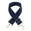 Detail of dark blue arrow pattern woven strap with gold metal lobster clasps for bags - Dark Blue