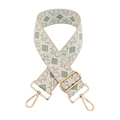 Adjustable geometric diamond woven guitar style wide replacement strap with gold hardware - Silver Clasp / White Matcha Green