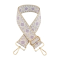 Adjustable wide woven guitar-style strap with purple and beige diamond geometric pattern - Gold Buckle / 02-Beige Base Light Purple