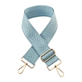 Detail of light blue crossbody bag strap with chevron weave and gold metal hardware - Light Blue