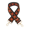 Close-up of diamond jacquard ethnic bag strap with gold lobster clasps on white background - 32-Orange Light Coffee