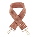 Detail of 5cm wide chevron pattern bag strap with gold rotating spring hooks - Flesh Pink