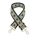 Detailed view of 5cm ethnic diamond jacquard bag strap with golden lobster clasps - 33-Black Light Blue Yellow