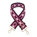 Detail of 5cm ethnic rhombus jacquard strap with golden metal hooks and adjustable buckle - 35-Black Rose Red White