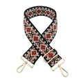 Detail of 5cm ethnic geometric diamond jacquard bag strap with gold metal swivel clasps - 36-Black Red Brown