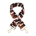 Wide camouflage canvas shoulder strap with gold metal lobster clasps for crossbody bags - 506 Black Brown Camo