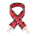 Detail of adjustable camouflage bag strap with pink stripe and gold lobster hooks - 508 Rose Red Stripes (Gold Buckle)
