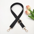 Correa ajustable de 2,5 cm negra con ganchos dorados y decoración de tulipanes - Cierre Dorado / Negro Puro