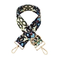 Close-up of animal print woven bag strap with adjustable gold metal buckle and hooks - 510 Snake Pattern (Gold Buckle)
