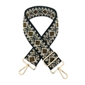 Detail of 5cm diamond jacquard ethnic bag strap with golden metal swivel hooks - 41-Black Olive Green