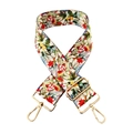 Detail of colorful floral 5cm wide replacement strap with gold metal lobster clasps - 511 Colorful Flowers (Gold Buckle)