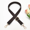 Detail of dark brown geometric woven strap with adjustable golden metal buckle and hooks - Pure Coffee