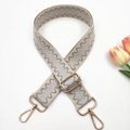 Tracolla regolabile larga 3,8 cm con motivo geometrico a onde e fibbie metalliche dorate - Beige con Grigio / Fibbia Oro
