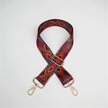 Detailed view of adjustable ethnic geometric woven bag strap with golden buckles - Geometric Colorful Gold Buckle